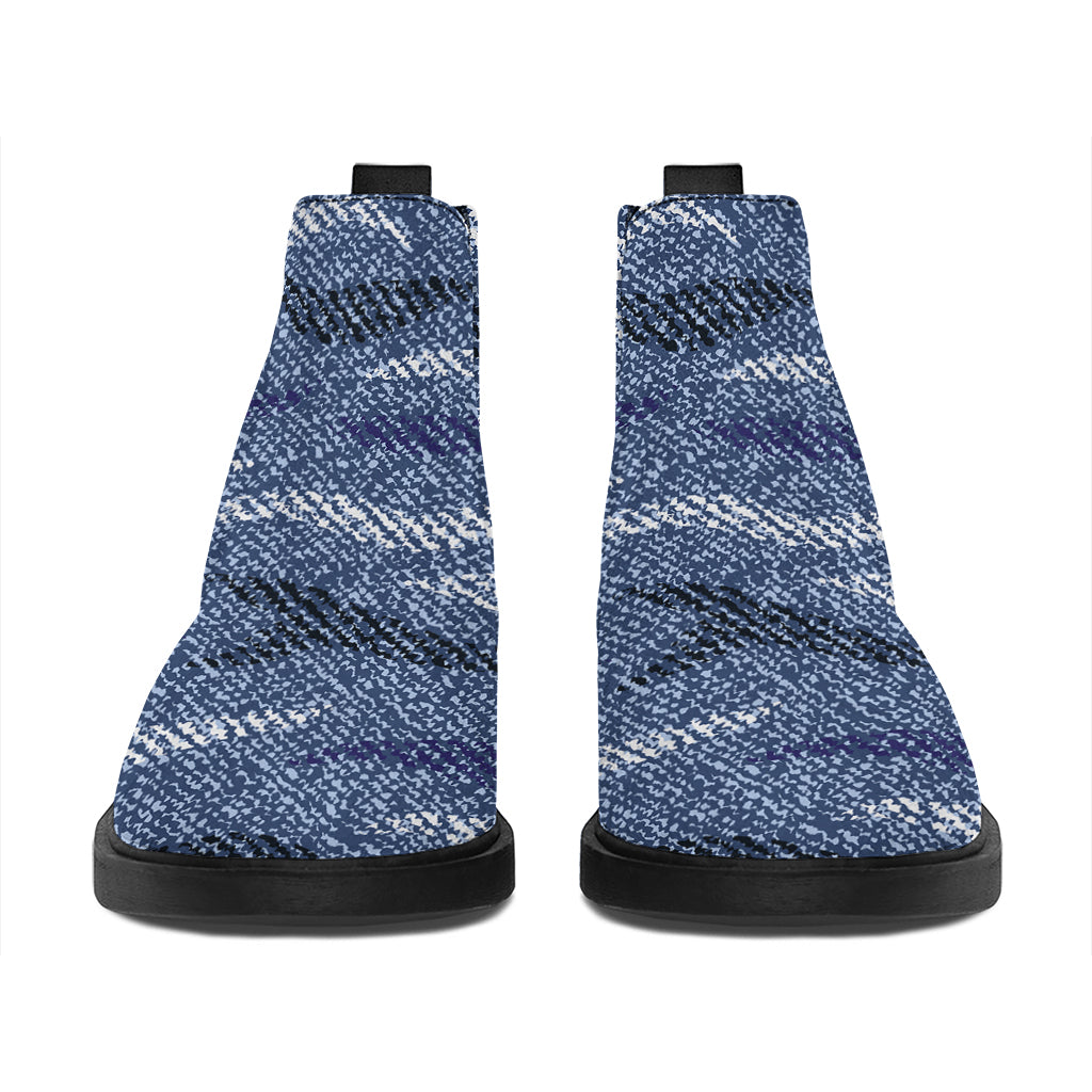 Camo Denim Jeans Pattern Print Flat Ankle Boots