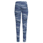 Camo Denim Jeans Pattern Print High-Waisted Pocket Leggings