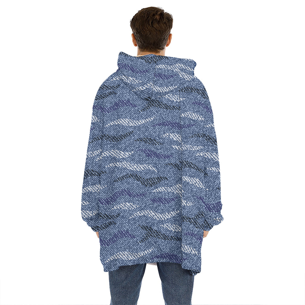 Camo Denim Jeans Pattern Print Hoodie Blanket