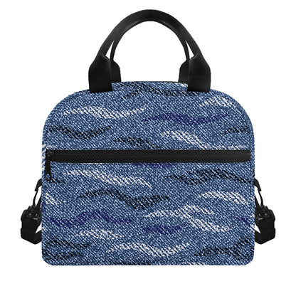 Camo Denim Jeans Pattern Print Insulated Lunch Bag