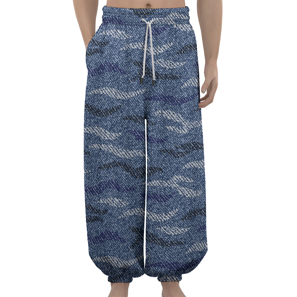 Camo Denim Jeans Pattern Print Lantern Pants