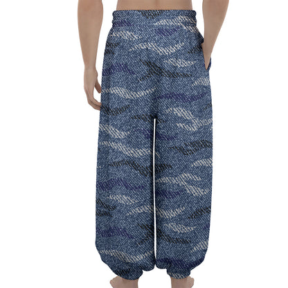 Camo Denim Jeans Pattern Print Lantern Pants