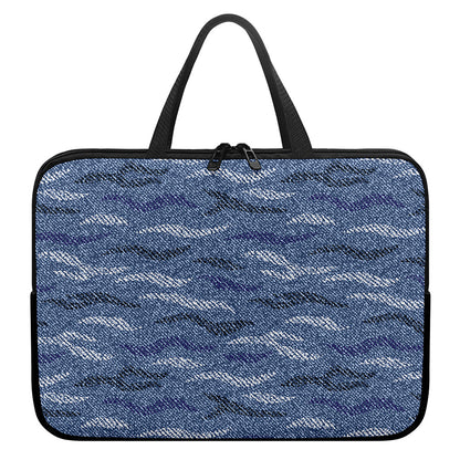 Camo Denim Jeans Pattern Print Laptop Sleeve With Handle