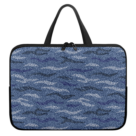 Camo Denim Jeans Pattern Print Laptop Sleeve With Handle