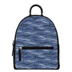 Camo Denim Jeans Pattern Print Leather Backpack