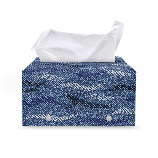 Camo Denim Jeans Pattern Print Leather Tissue Box Cover