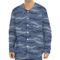 Camo Denim Jeans Pattern Print Long Sleeve Baseball Jersey