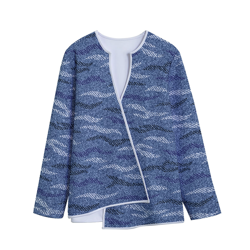 Camo Denim Jeans Pattern Print Long Sleeve Short Coat