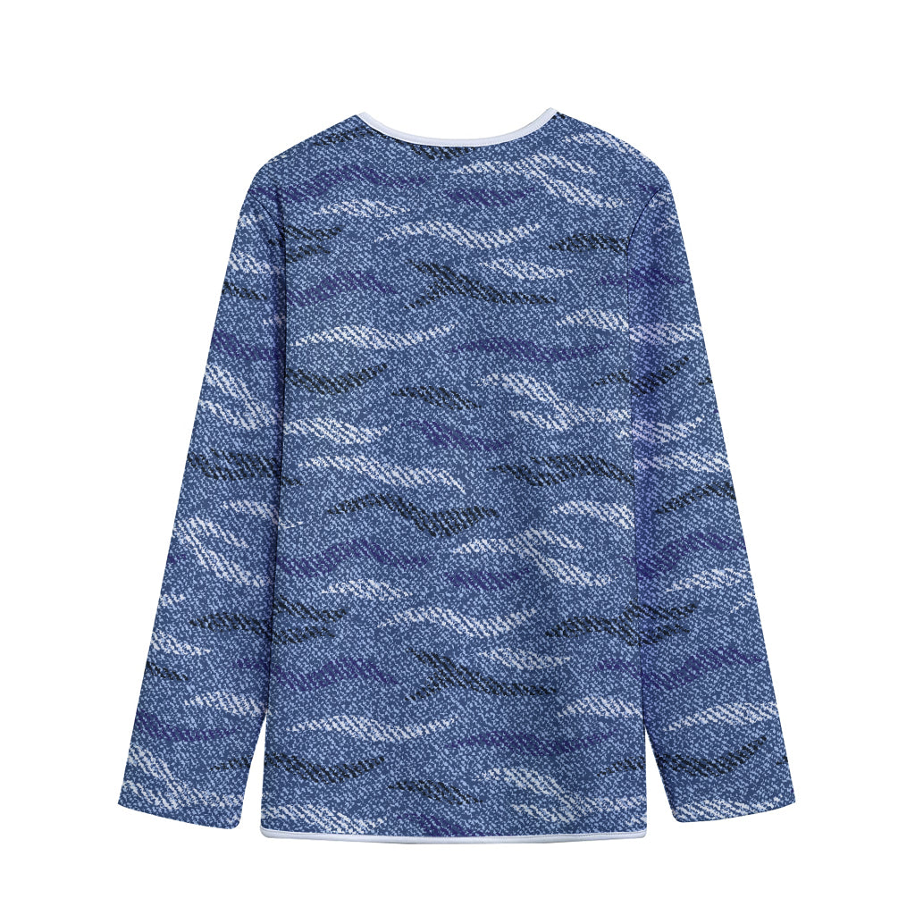 Camo Denim Jeans Pattern Print Long Sleeve Short Coat