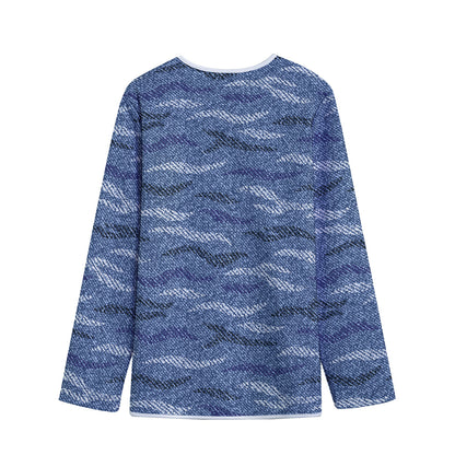 Camo Denim Jeans Pattern Print Long Sleeve Short Coat