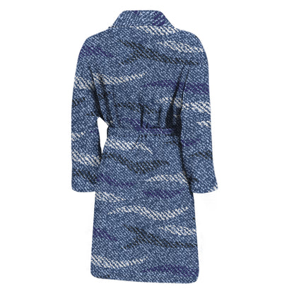 Camo Denim Jeans Pattern Print Men's Bathrobe