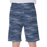 Camo Denim Jeans Pattern Print Men's Beach Shorts