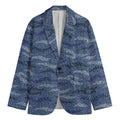 Camo Denim Jeans Pattern Print Men's Blazer