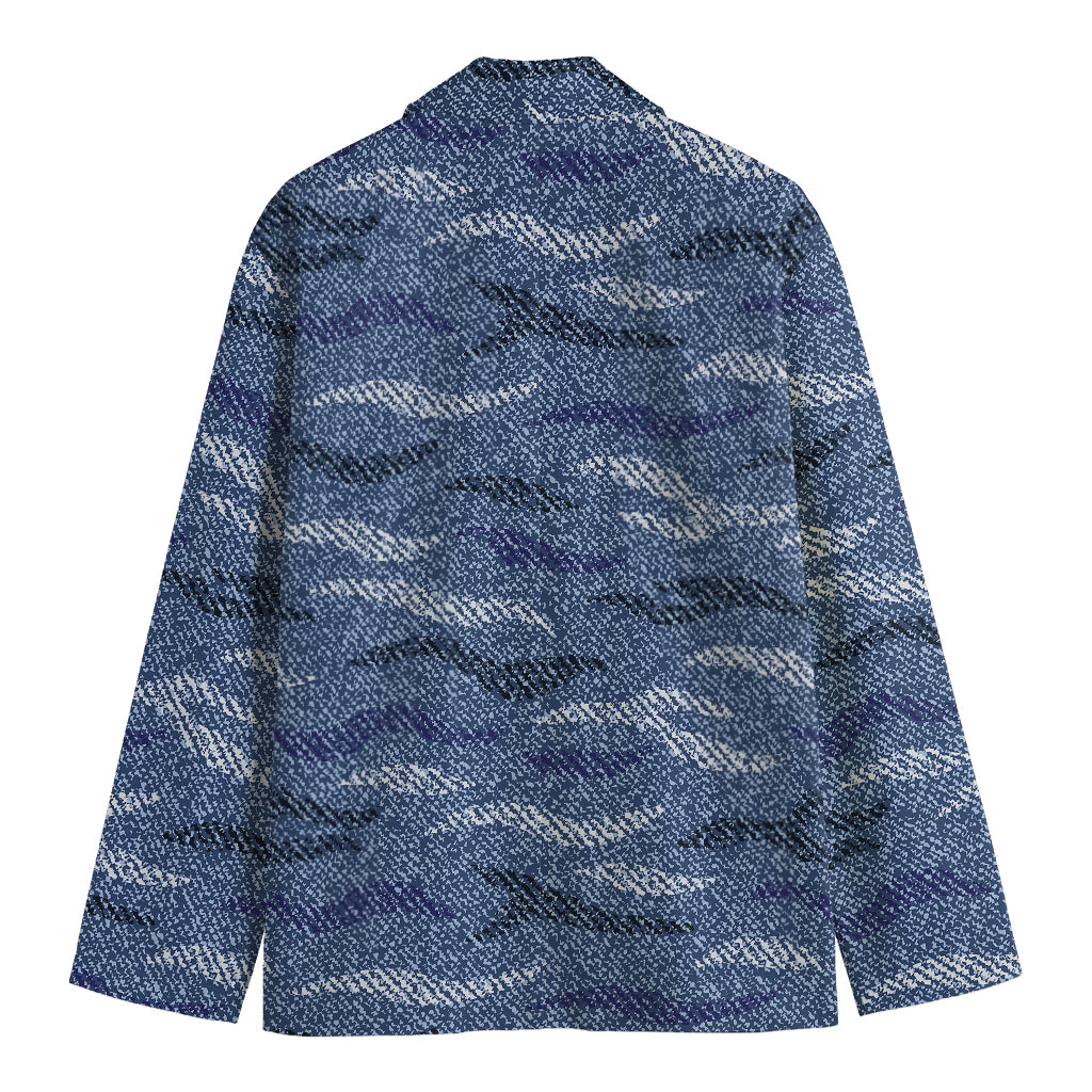 Camo Denim Jeans Pattern Print Men's Blazer