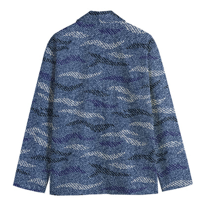 Camo Denim Jeans Pattern Print Men's Blazer