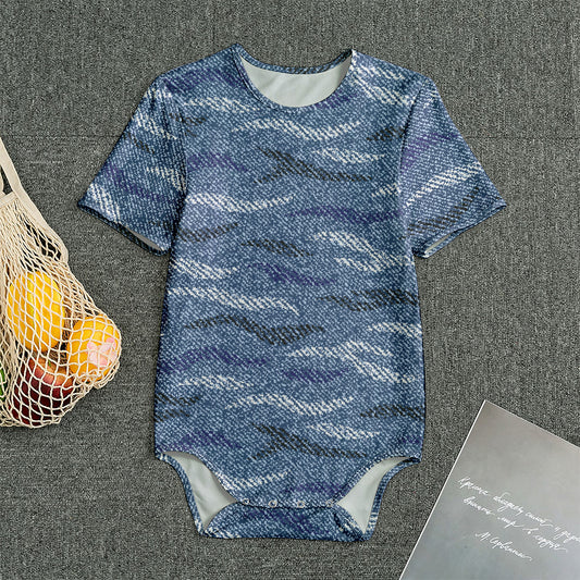 Camo Denim Jeans Pattern Print Men's Bodysuit