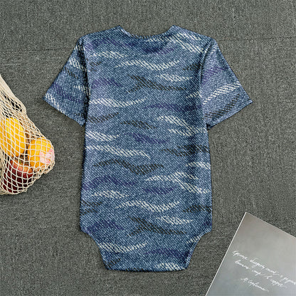 Camo Denim Jeans Pattern Print Men's Bodysuit