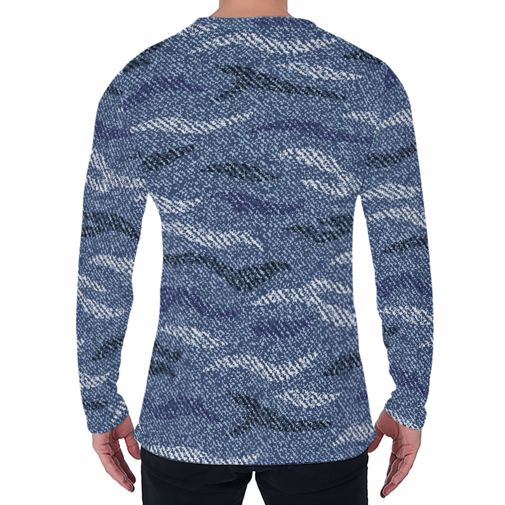 Camo Denim Jeans Pattern Print Men's Long Sleeve T-Shirt