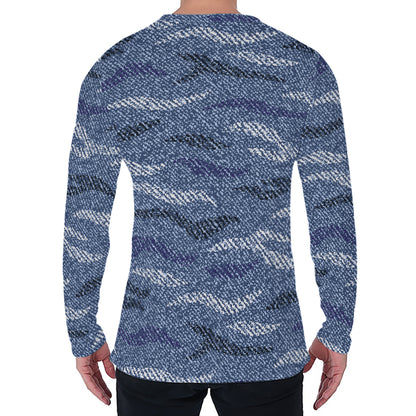 Camo Denim Jeans Pattern Print Men's Long Sleeve T-Shirt