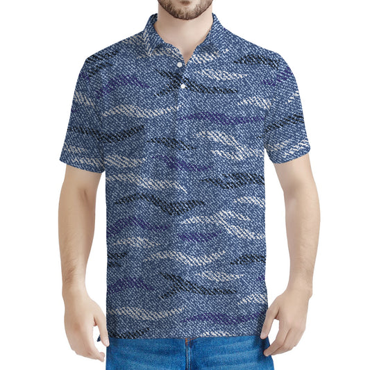 Camo Denim Jeans Pattern Print Men's Polo Shirt