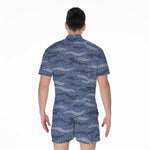 Camo Denim Jeans Pattern Print Men's Rompers