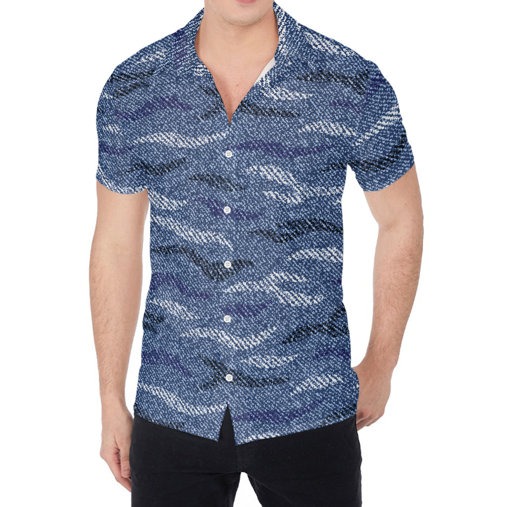 Camo Denim Jeans Pattern Print Men's Shirt
