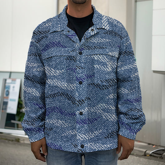 Camo Denim Jeans Pattern Print Men's Shirt Jacket