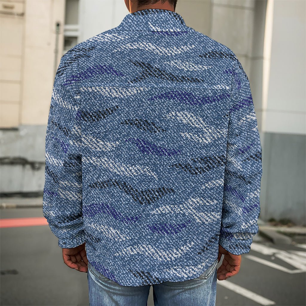 Camo Denim Jeans Pattern Print Men's Shirt Jacket