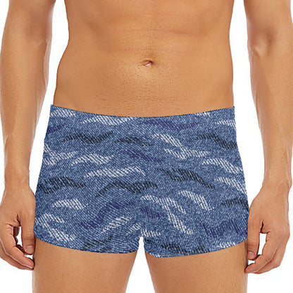 Camo Denim Jeans Pattern Print Men's Short Boxer Briefs