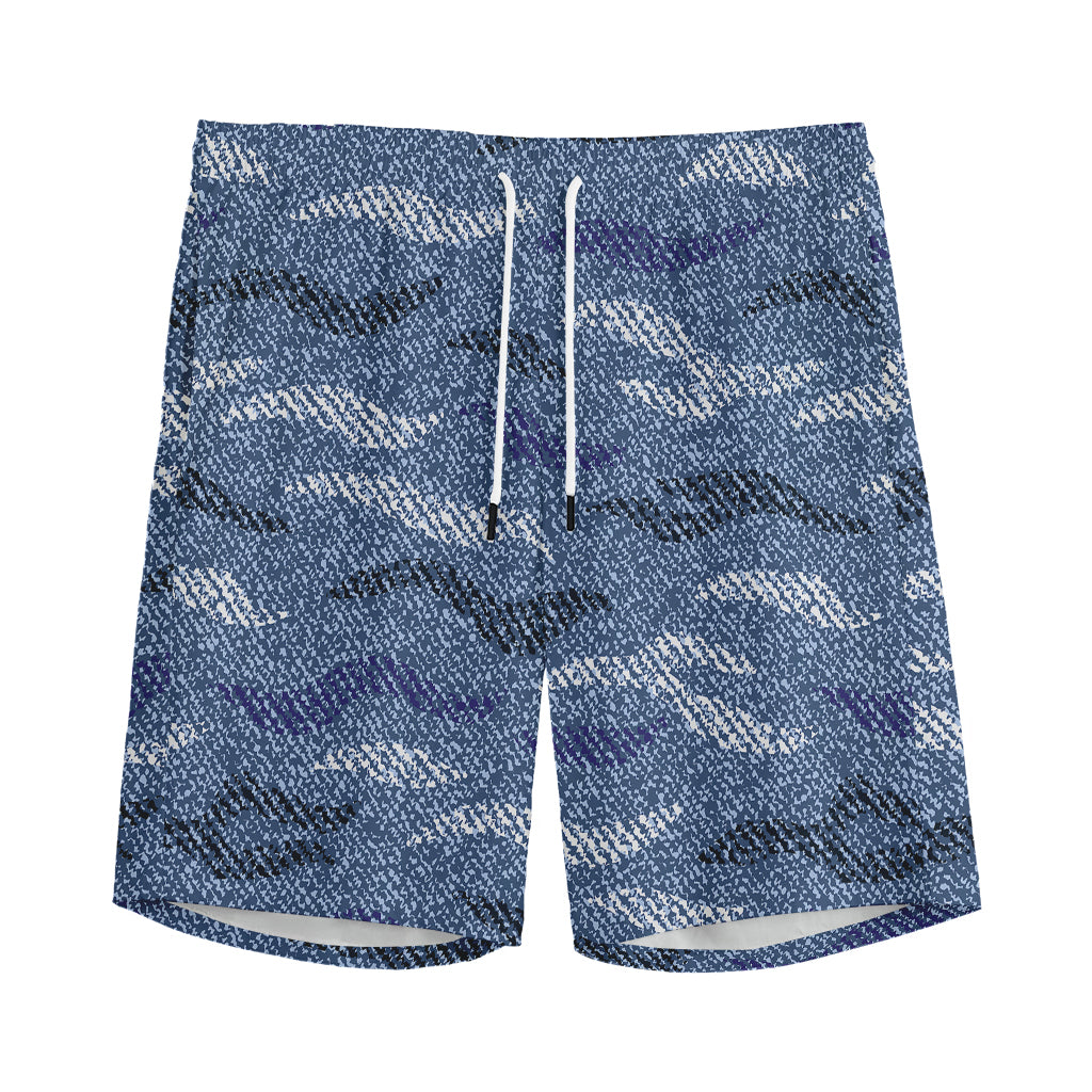 Camo Denim Jeans Pattern Print Men's Sports Shorts