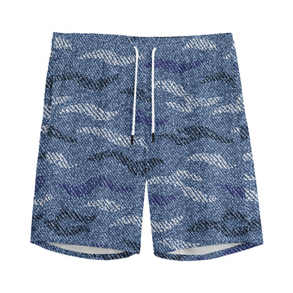 Camo Denim Jeans Pattern Print Men's Sports Shorts