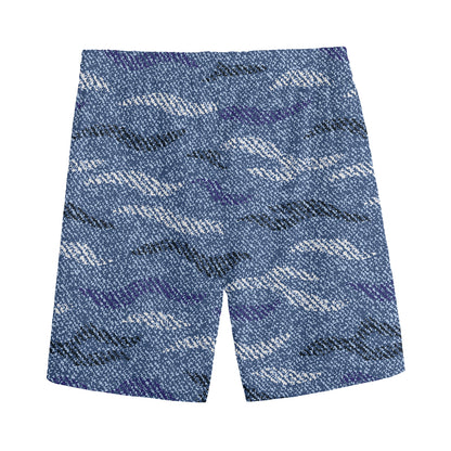 Camo Denim Jeans Pattern Print Men's Sports Shorts