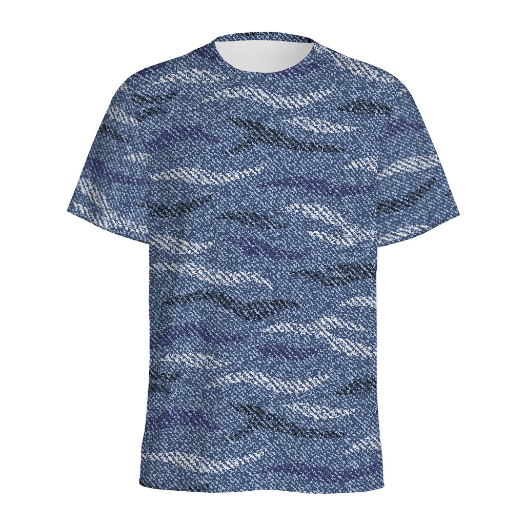 Camo Denim Jeans Pattern Print Men's Sports T-Shirt