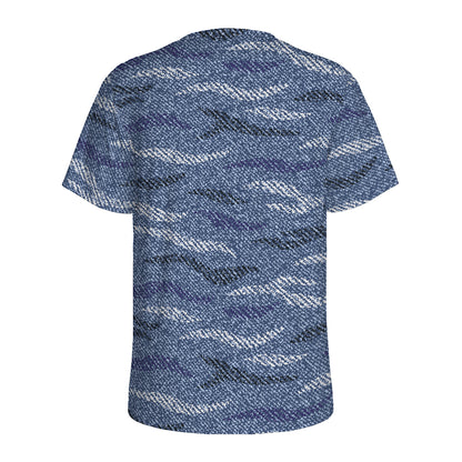 Camo Denim Jeans Pattern Print Men's Sports T-Shirt