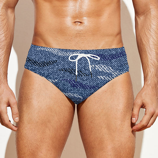 Camo Denim Jeans Pattern Print Men's Swim Briefs