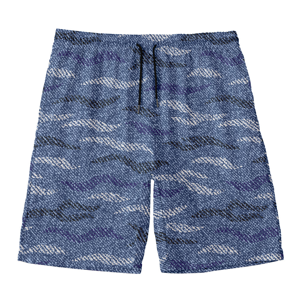 Camo Denim Jeans Pattern Print Men's Swim Trunks
