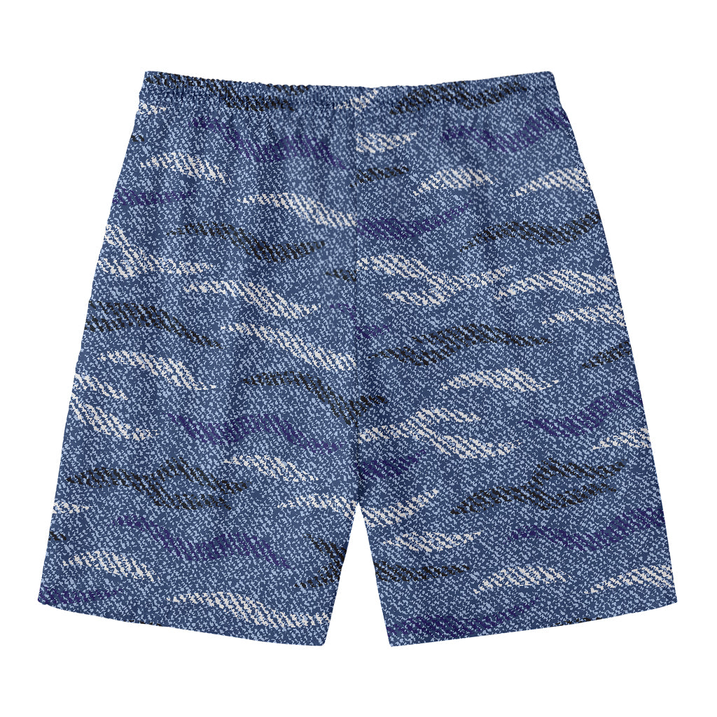 Camo Denim Jeans Pattern Print Men's Swim Trunks