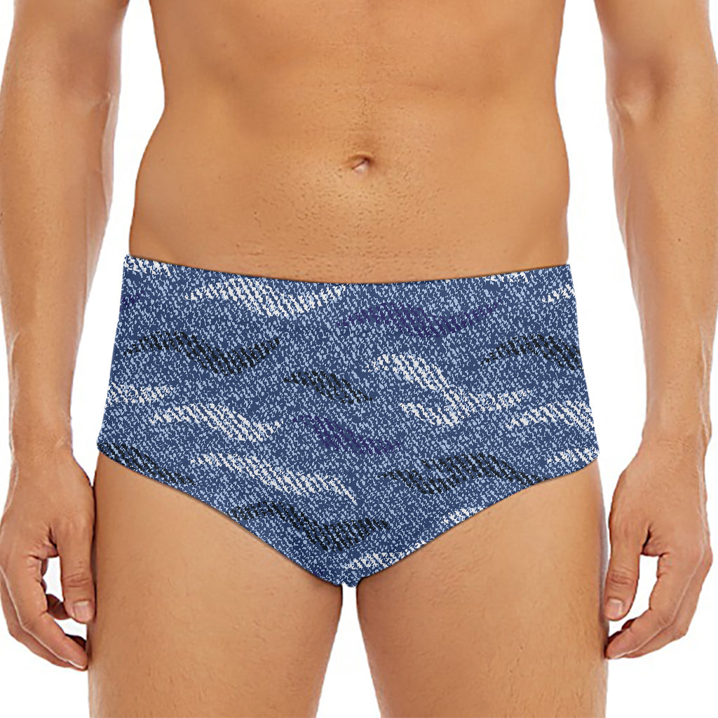Camo Denim Jeans Pattern Print Men's Triangle Swim Briefs