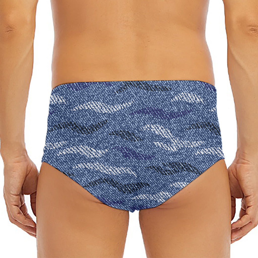 Camo Denim Jeans Pattern Print Men's Triangle Swim Briefs