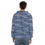 Camo Denim Jeans Pattern Print Men's Velvet Pullover Hoodie