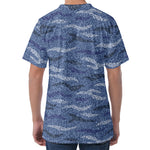 Camo Denim Jeans Pattern Print Men's Velvet T-Shirt
