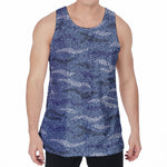 Camo Denim Jeans Pattern Print Men's Velvet Tank Top