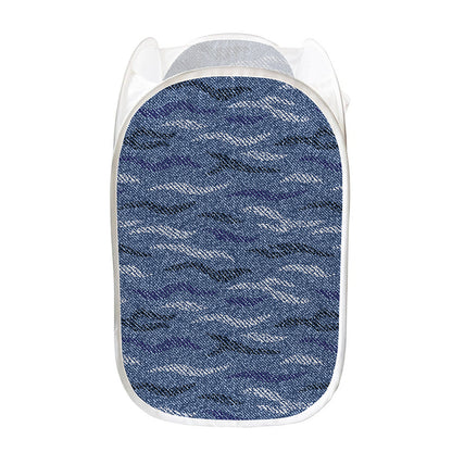 Camo Denim Jeans Pattern Print Mesh Laundry Hamper
