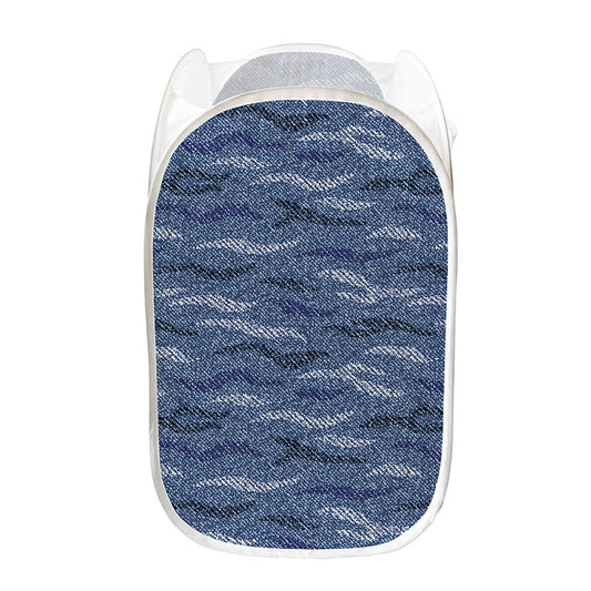 Camo Denim Jeans Pattern Print Mesh Laundry Hamper