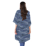 Camo Denim Jeans Pattern Print Open Front Beach Cover Up