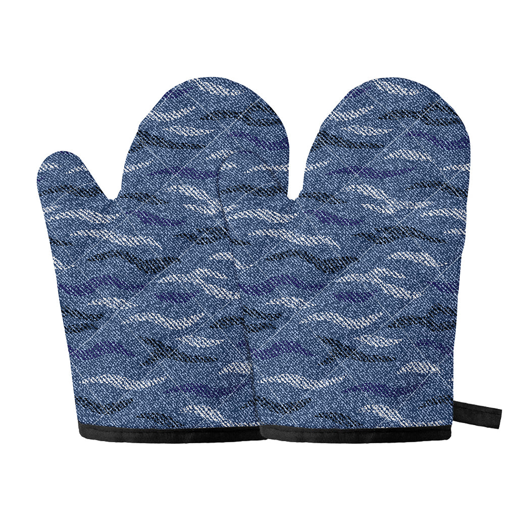 Camo Denim Jeans Pattern Print Oven Mitts