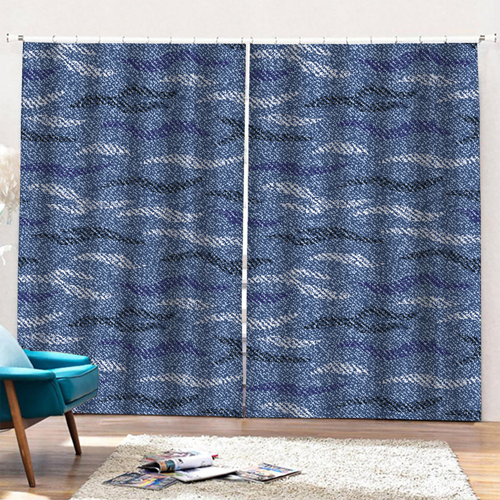 Camo Denim Jeans Pattern Print Pencil Pleat Curtains