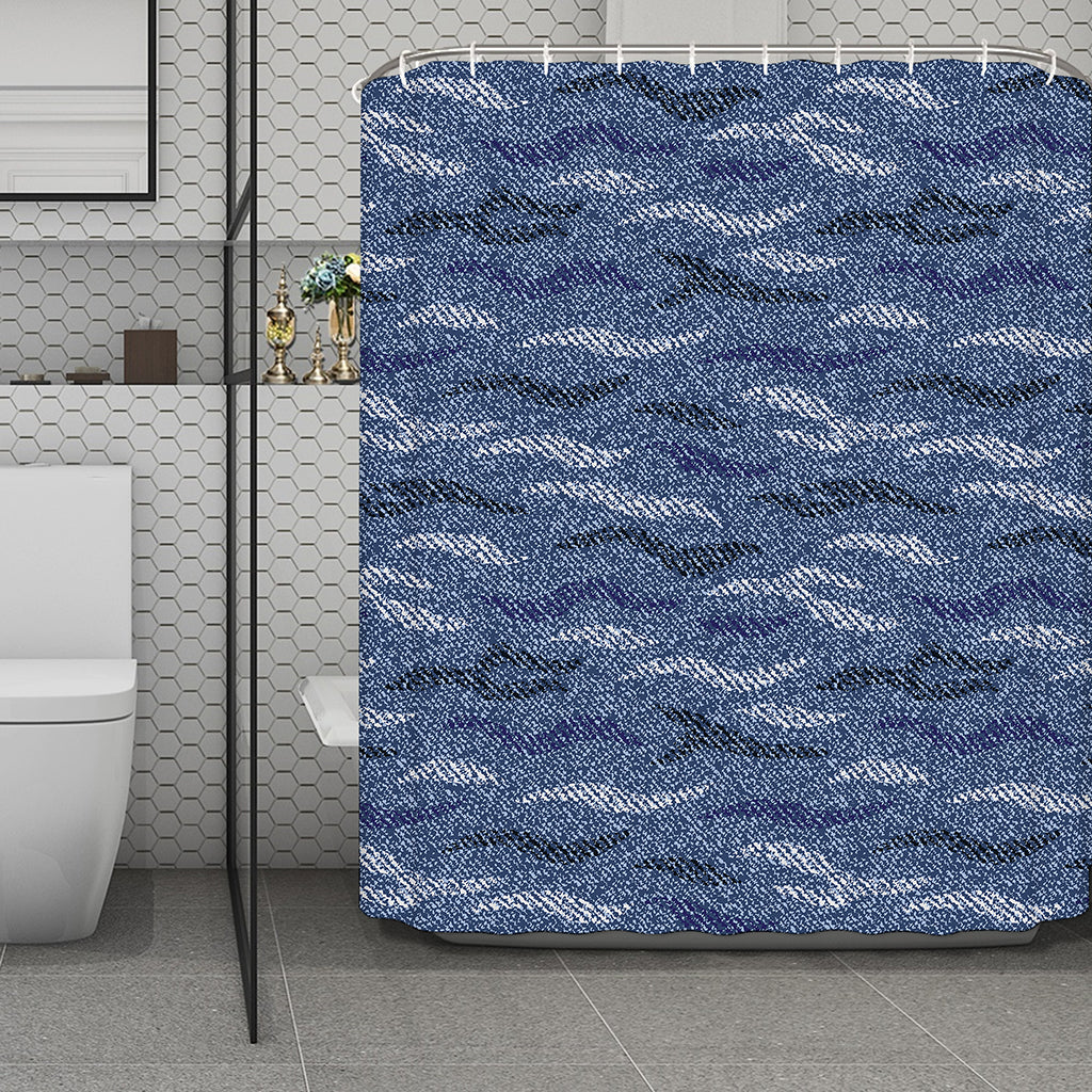 Camo Denim Jeans Pattern Print Polyester Shower Curtain