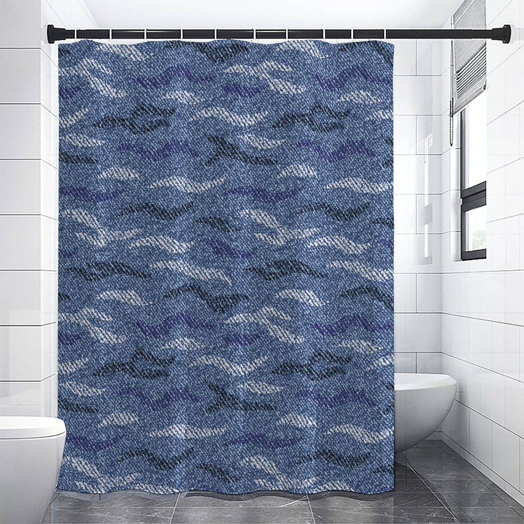 Camo Denim Jeans Pattern Print Premium Shower Curtain