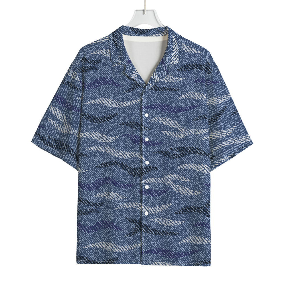 Camo Denim Jeans Pattern Print Rayon Hawaiian Shirt